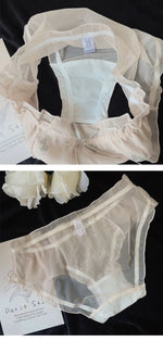 Japan Style Embroidered Mesh Bralette Wireless Breathable Comfort Sweet Cute Lingerie Set Pure Sensual Ruffle Edge Small Chest