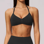 Women's Seamless Halter Yoga Bra Open Back Fitness Sport Underwear Shockproof Push-up Runnings Crop Top Female Workout Underwear
