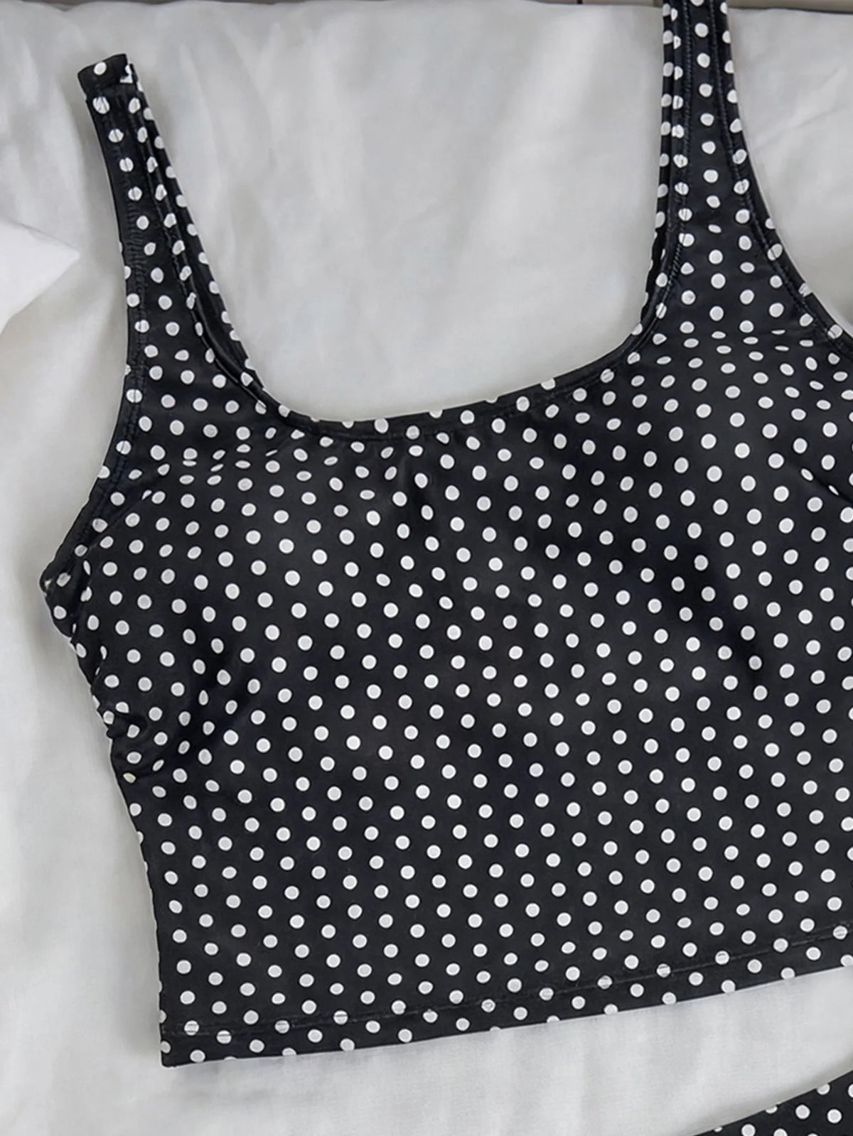 Vintage Black Polka Dot Print Tankini Set Women Push Up Tank Top Split Tie Skirt Two Piece Swimsiut 2026 Bathing Suit Swimwear