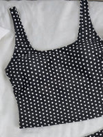 Vintage Black Polka Dot Print Tankini Set Women Push Up Tank Top Split Tie Skirt Two Piece Swimsiut 2026 Bathing Suit Swimwear