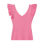 Fashionable Casual V-neck Flutter Sleeve Knit Top Women Ruffle Sleeve V Neck Knit Tank Top Sleeveless Slim Fit Casual Style C66D