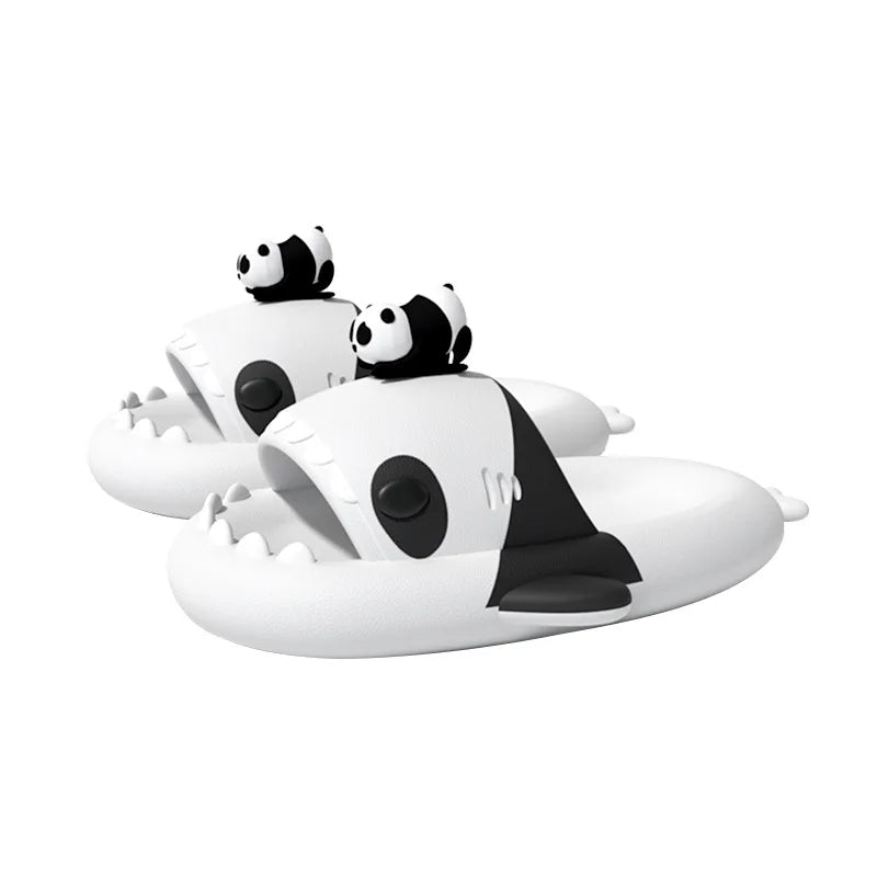4cm Thick Sole Shark Slippers For Women Men Indoor Beach Slides Cute DIY Night Glowing Lantern Couples Summer Street Sandals