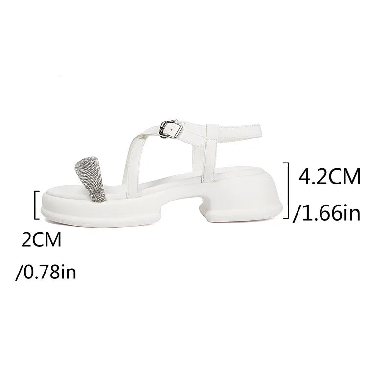 Summer High Heel Sandals Women's Outdoor Wear Thick Bottom Lightweight Trendy Small Size Beach Shoes Korean Style Footwear