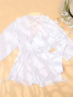 Sexy Long Sleeves Cover Up Bikini Set Women White Black Push Up Mesh Dress 3 Piece Swimsuit Bathing Suit Thong Swimwear 2026
