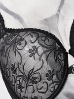 Womens Front Button Lace Bra Underwire Underwear Elegant Embroidery Beautiful bBack Plus Size Lingeire A B C D E F Cup