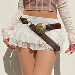 Y2k Women Lace Mini Skirt Ruffle Low Waist Double Layer Short A Line Skirts Fairycore Layered Korean Summer Skirts Streetwear