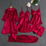 New Style Nightgown Women's Sleepwear Sexy Home Wear Bridesmaid Dress Long Sleeved Plus Size Five Piece Set Hot Selling Bathrobe