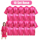 6-15Pcs Multicolors Spa Robes for Girls Spa Birthday Kimono for Girls Soft Silk Satin Slumber Sleepover Pyjama Party Supplies