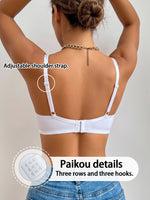Women A B C D E F Thin Cup Bra Lace Mesh Underwire Brassiere Push‑Up Gather Comfortable Adjustable Strap Everyday Bra