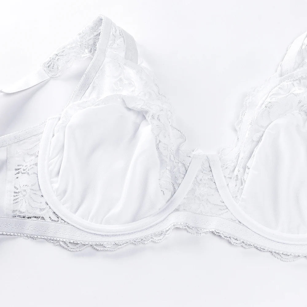 Plus Size E F G H I Cup Womens Bra Lace Brassiere Support Underwire Mesh Thin Large Adjusted-straps BH