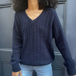 Phantasy Retro Solid Color Sweater Winter Women's V-Neck Casual Simple Loose Knit Sweater Trendy Spring Autumn Winter Sweater