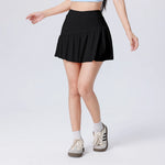 Women High Waist Asymmetrical Tennis Skirt Built-in Shorts Quick Dry Breathable Workout Running Sports Mini Skort