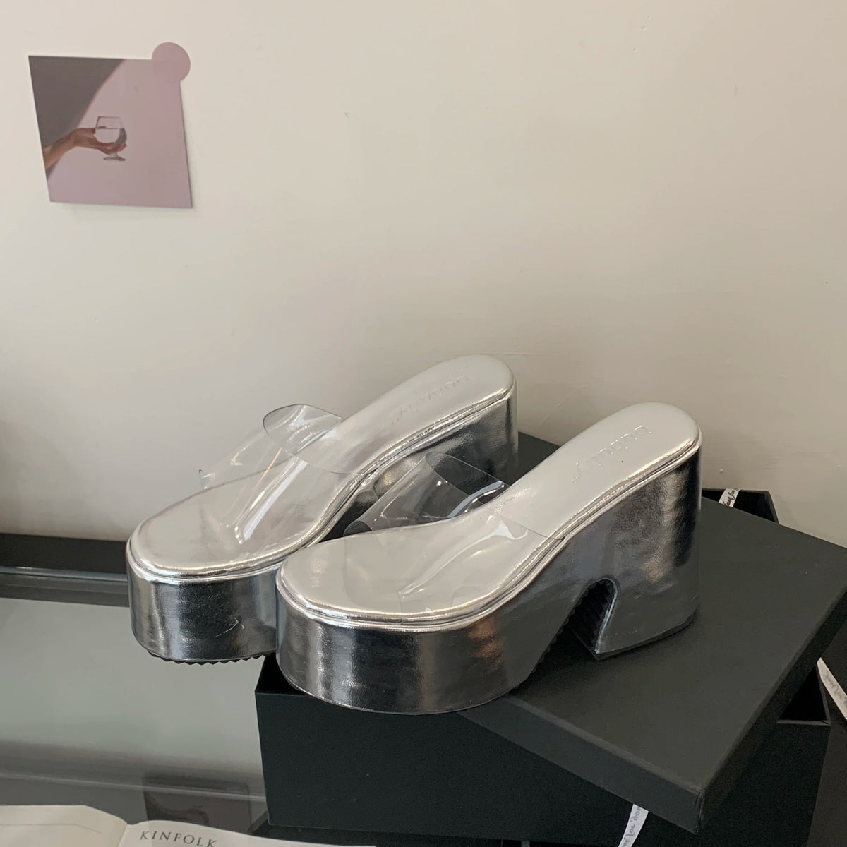 Summers Chunky Women Slippers Fashion Elegant PVC Transparent Platform Wedges Heel Slides Ladies Casual Outdoor Beach Sandalias