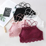 Lace Bra Tube Top Women Non-wire Bra Top Cross Straps Crop Top Beauty Back Underwear Floral Lace Bralette Sexy Lingerie