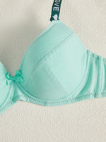 5PCS Dopamine Color Push up Bras Women Adjustable Letter Strap Basic Underwire Bra Stylish Thin Cup Lingerie