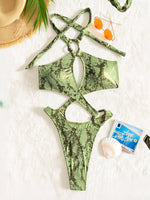 Halter Tummy Cut Out Backless Monokini Women Thong Swimwear One Piece Swimsuit Female High Leg Cut Bathing Suit Swim Bodysuit