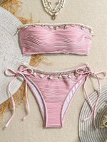 XS - XL Wrinkled Shells Bandeau Bikini Women Swimwear Female Swimsuit Two-pieces Bikini Set Bather Bathing Suit Swim Beachwear
