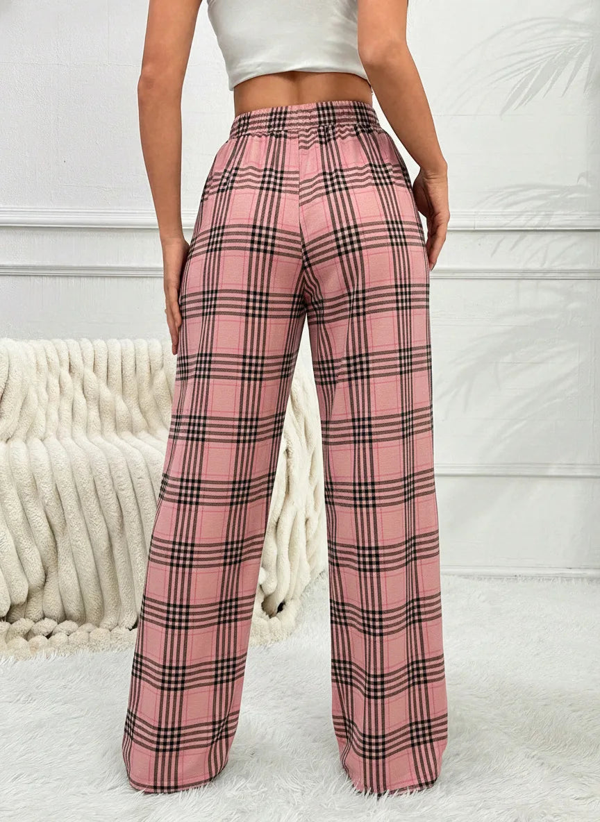 Autumn Winter Pajama Pants for Women Fuzzy Pack Long Fleece Buffalo Plaid Sleep Bottoms Soft Drawstring Lounge Sleepwear