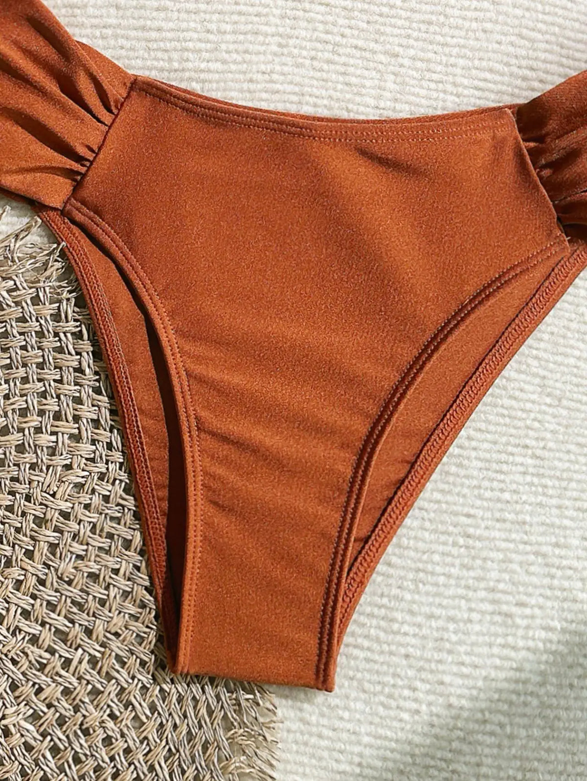 Sexy Pleate High Waist Bikini Set 2026 Women Orange Metal Buckle Push Up Two Piece Swimsuit Beach Bathing Suit Holiday Swimwear