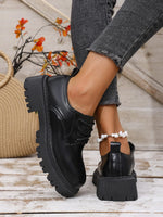 Women Spring New Black Platform Flats Shoes Women Loafers Slip on Boat Shoes Designer Casual Leather Oxfords 2026