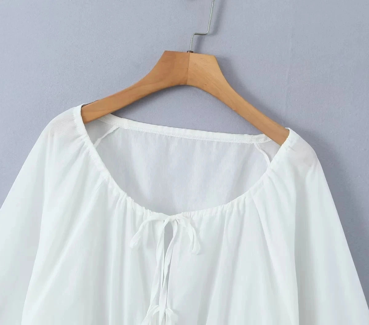 Foridol Tie Up Ruffles Lantern Sleeve White Blouse Women Spring Fashion Pelpum Top 2025 Summer O Neck Beach Casual Chic Blusa