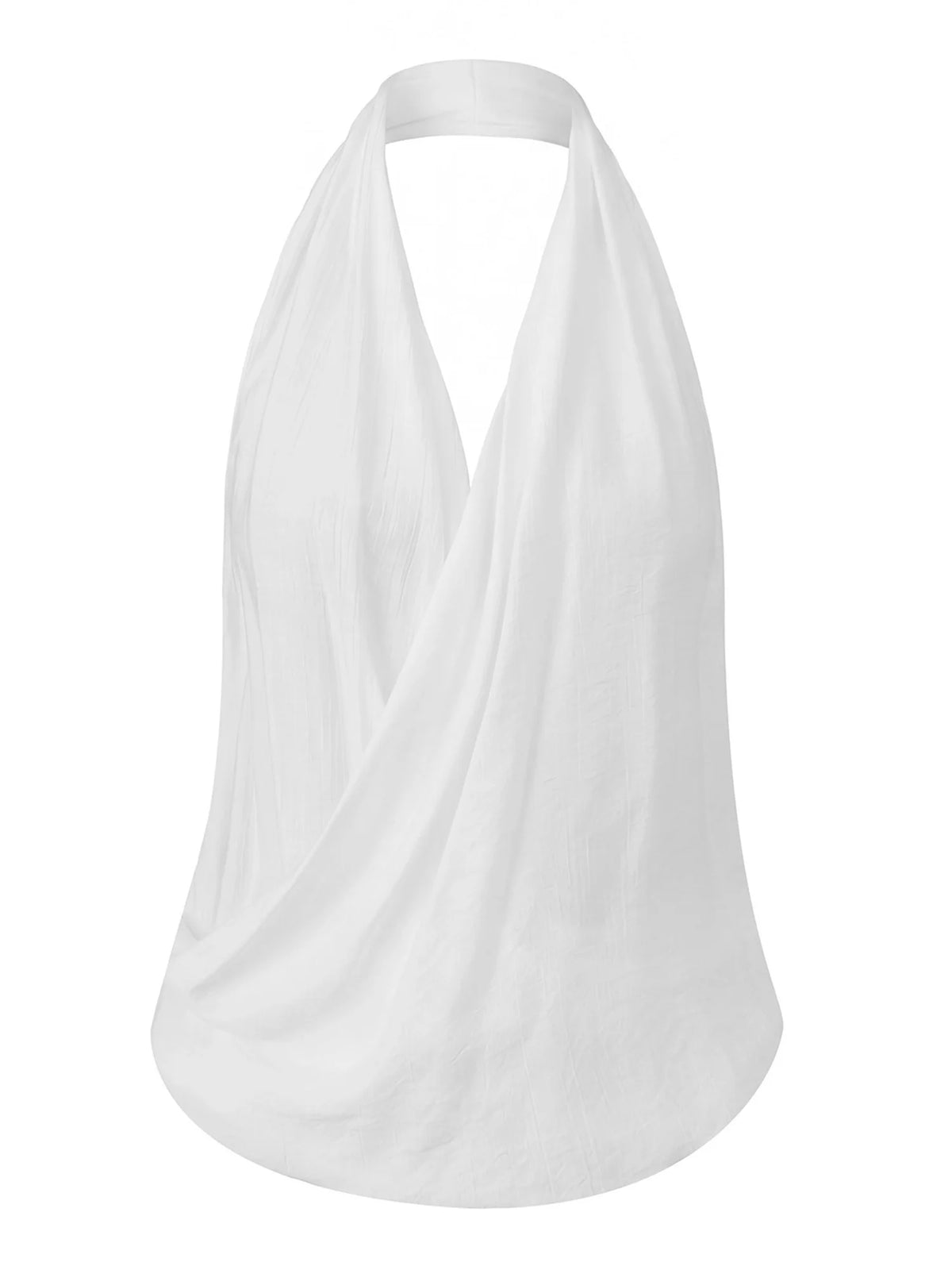 Women’s Summer Solid Color Halter Tank Tops Fashionable Loose Fit V Neck Backless Going Out Vest
