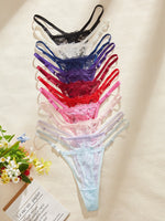 10Pcs/Set Lace Women Panties Low-Waist Sexy Hollow Out G-String Elastic Adjustable Waistband Sexy Lingerie Women's Underwear