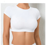 Sports Muscle Back Tee Without Padded Women Backless Sports Shirts Workout Gym Training Yoga T-Shirt Outdoor Open Back Tops