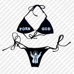 Y2k Style Letter Print Bikini Set Sexy Thong Swimsuit Two Pieces Bathing Suit Punk Gothic Fashion Women Swimwear 2000s Emo Girls