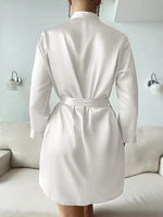 Pajamas women summer European and American ladies lace-up bathrobe sexy morning gown home dress can wear ice silk robe