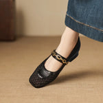 Summer Retro Style Women Mary Jane Shoes Fashion Shallow Ladies Square Soft Hollow Out Flats Sandals Shoes New 2026 Size 32-43