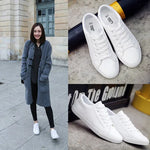 New Spring and Summer with White Shoes Women Flat Leather Canvas Shoes Female White Board Shoes Casual Shoes Female 239