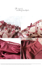 MOYISU Pure Desire Victoria Thin Bra Set Lace Mesh Red Beautiful Back Sex Underwear Hold Up with Underwire Transparent Bra Woman