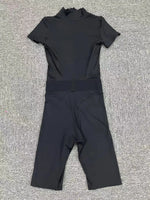 Women's One-Piece Suit Zipper Short Sleeve Gym Push Up Workout Clothes Fitness Short Bodysuit Sportswear Jumpsuits