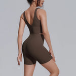 Women's Yoga Set Sports Running Fitness Beautiful Back Vest Hip Lifting Slim-Fit High Waist Shorts Training Gym Workout Suits