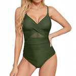 One Piece Women Swimwear 2025 Strapless Ruffle Tummy Control Bandeau Swimsuit Removable Strap Slimming Women's Bikinis