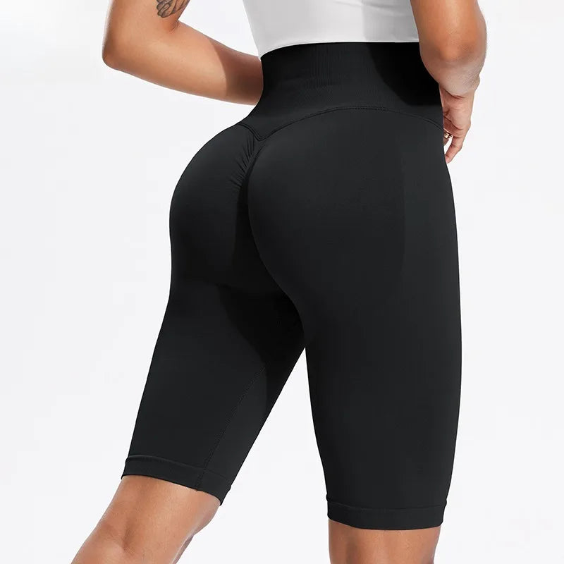 STOUREG Women's High Waist Yoga Shorts Tummy Control Quick Dry Running Sports Tight Gym Fitness Workout