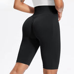 STOUREG Women's High Waist Yoga Shorts Tummy Control Quick Dry Running Sports Tight Gym Fitness Workout