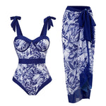 2024 Sexy Sling Ruffle Solid Two Pieces Bikini Women High Waist 3D Flower Swimsuit Skirt Summer Backless Beachwear Bathing Suit