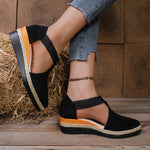 Women Closed Toe Wedge Sandals Summer Fashion Solid Color Pointed Elastic Band Elegant Comfortable Sandals for Women