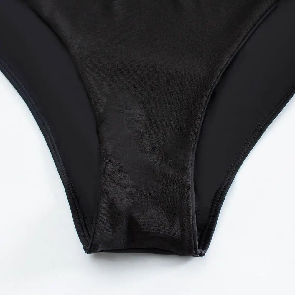 Women One-piece Swimsuit Pure Color Square Neck Women's Bikini With Padded Elegant Hollow Design Ladies Beach Vacation Swimwear