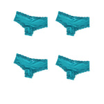 4Pcs/Set Women's Swim Fabric Lace Briefs Seamless Mid Waist Panties Solid No Show Underwear Cotton Gusset Plus Size 4XL