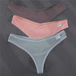 3PCS Cotton Women Thongs Panties Sexy Low Waist Cotton Briefs Female T-Back G-string Girls M-XL Intimate Lingerie