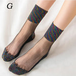 Summer Mesh Hosiery Sock Fashion Lace Short Socks Japanese Style Crystal Glass Socks for Women Sexy Middle Tube Socks