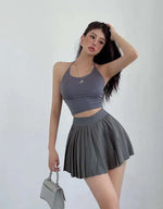 Preppy WOMENGAGA American Style Style High Waisted Slim Pleated Skirt For Women's Summer Ballet Skirt Fashion Women QI9Y