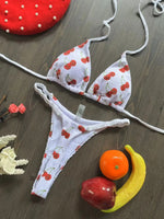 Swimwear Women CuteCherry Print Brazilian Thong Bikini Set Sexy Thong Swimsuit Two Pieces Bathing Suit Women 2023 Beach Wear