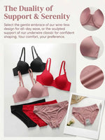 3 Set Multi Color Lingerie Set Women's Bra And Panty Set3/4 Cup Push Up Bralette adn Briefs 6 Pcs B6005