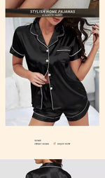 Sweet Simple Ice Silk Pajamas for WomenThin Short-sleeved Home Clothes Suit Nightwear Women's Pajamas Set Nightie Summer