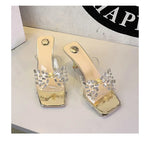 BIGTREE New Crystal Slippers Shoes Women Fine High Heels Transparent Sandals Female Slippers Sexy Outside Beaded Beach Shoes