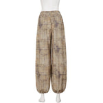 Low-waisted, loose-fitting, wide-slip casual trousers, lightweight woven trousers